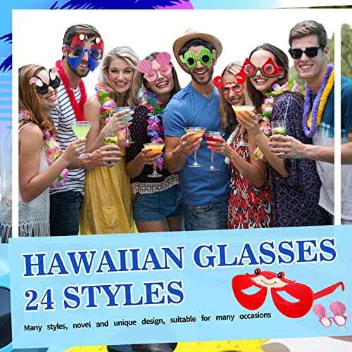 Xuhal 36 Pcs Luau Party Sunglasses Funny Hawaiian Glasses, Tropical Fun Sunglasses Beach Decorations Party Favors, Summer Beach Pool Themed Supplies for Adult