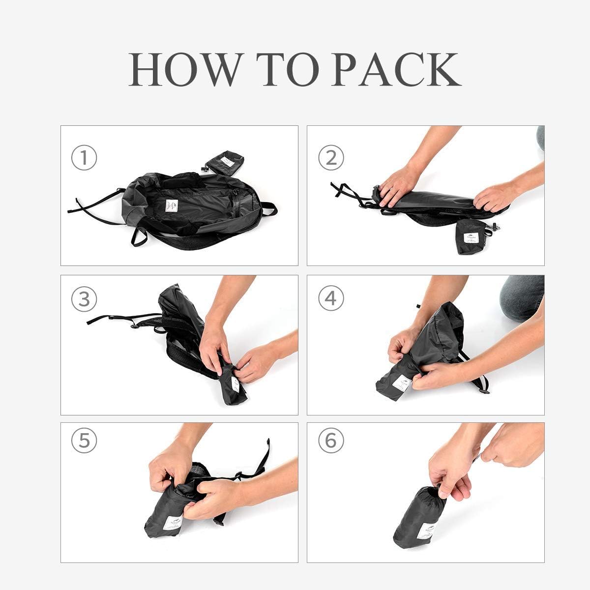 Naturehike 18L Lightweight Hiking Backpack, Waterproof Camping Packable Backpack Ultralight for Travel, Airplane, Small Hiking Daypack for Adults, Black