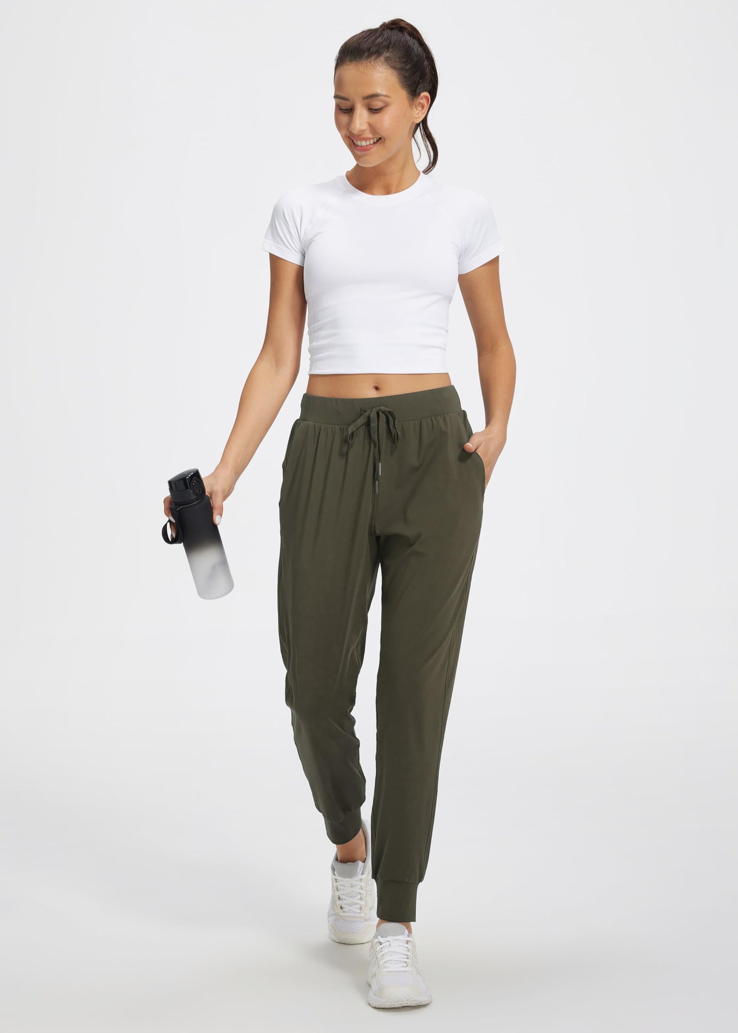 Libin Joggers for Women Petite/Regular/Tall Dance Sweatpants Athletic Workout Tapered Lounge Casual Teacher Pants for Running Yoga Cloths, Olive Green L