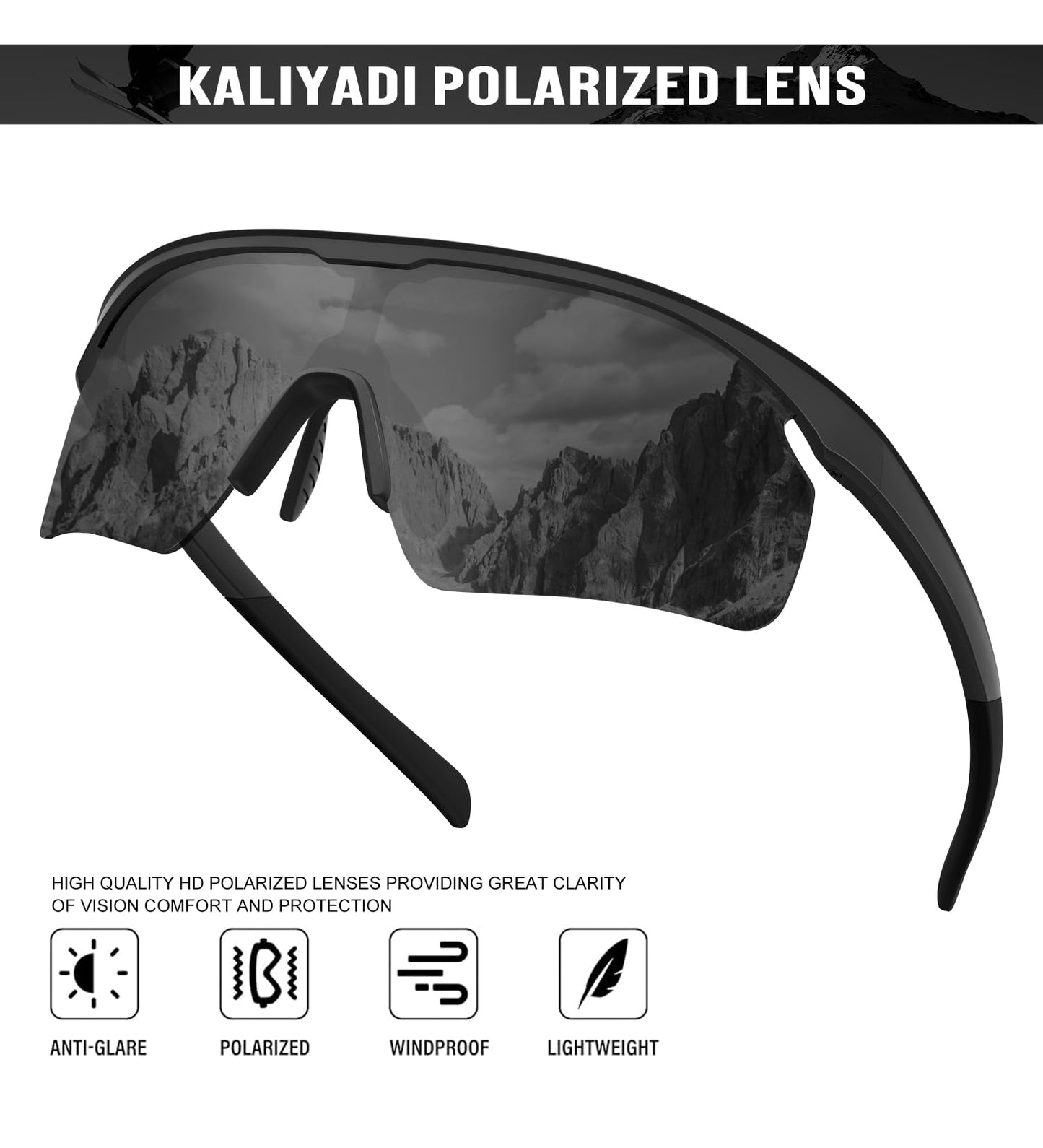 KALIYADI Sports Sunglasses-Men Polarized Mens-Sunglasses: Running Sun glasses Men Women Polarized UV Protection for Cycling