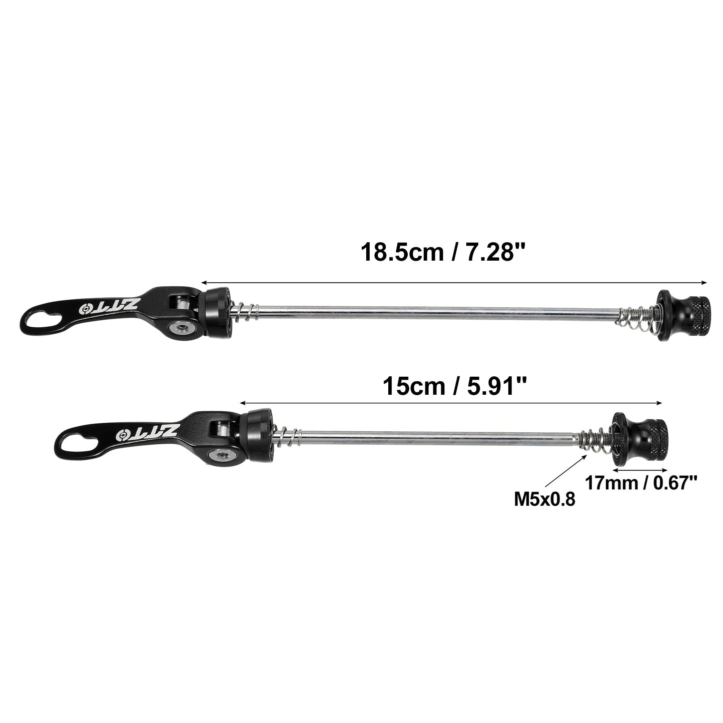 X AUTOHAUX 2 Pcs Bike Bicycle Quick Release Axles Skewers Lever Front Rear Bike Axle Wheel Hub 15cm 5.91" 18.5cm 7.28" Black for MTB Moutain Road Bike