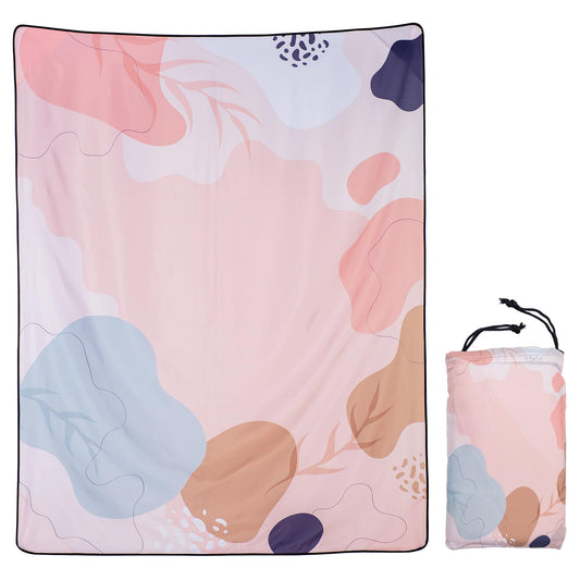 Gealaek Pink Abstract Waterproof Sandproof Picnic Beach Blanket, 87x71 Inches, Queen Size, 100% Polyester, Foldable, Camping, Travel, Hiking, Beach