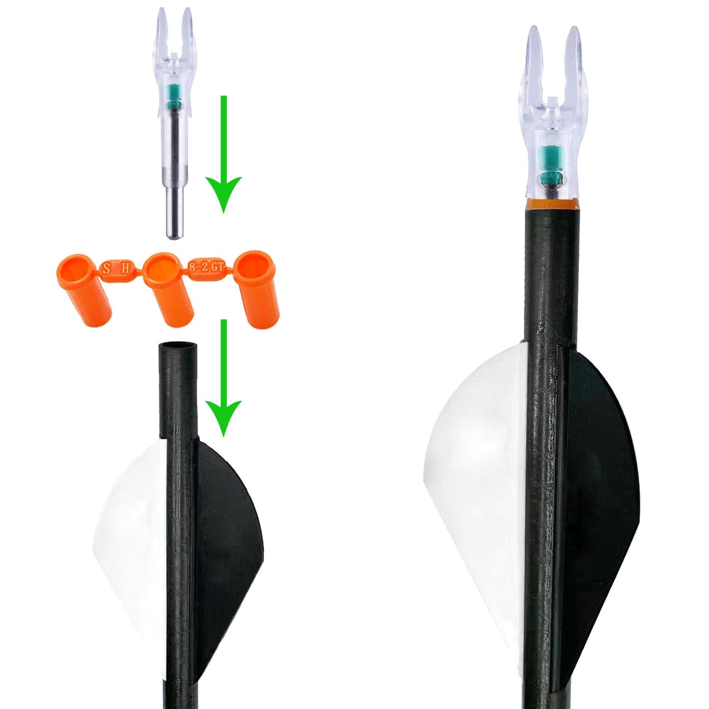 KEAUP 6 Pack X Lighted Nocks for Arrows Universal X/5.2mm LED Lighted Knocks with .204 .233 .244 .246 Inside Diameter, Screwdriver Included