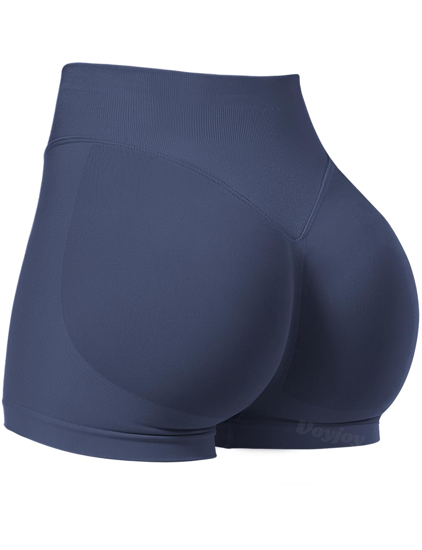 VOYJOY Women Workout Impact Shorts 2.5"/ 3.6"/ 4.5"/ 6" Scrunch Butt Lifting Gym Seamless Booty Biker Shorts Blue Gray
