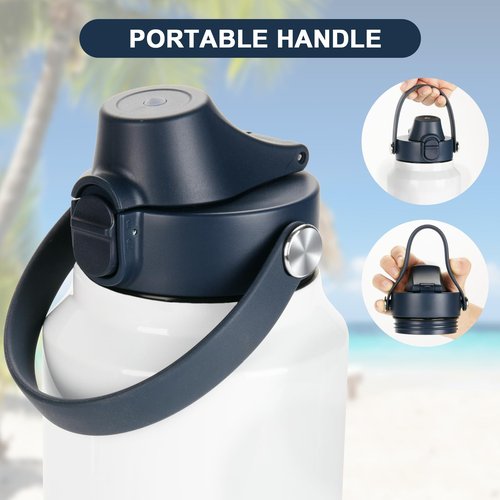 EIPOSAU Spout Lid for YETI Rambler Bottle, BPA Free, Ideal Chug Cap for YETI, Fits 18 26 36 64 oz Bottles, Replacement Lids with Push Button & Lock, Navy