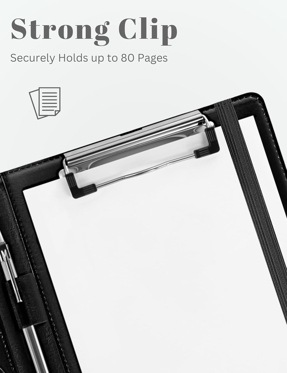 Small Clipboard Junior Padfolio Folio 7 x 9 Writing Pad Refillable, Mymazn Faux Leather Folder A5 for Notepad Legal pad 5 x 8 Junior Size Portfolio (Black)