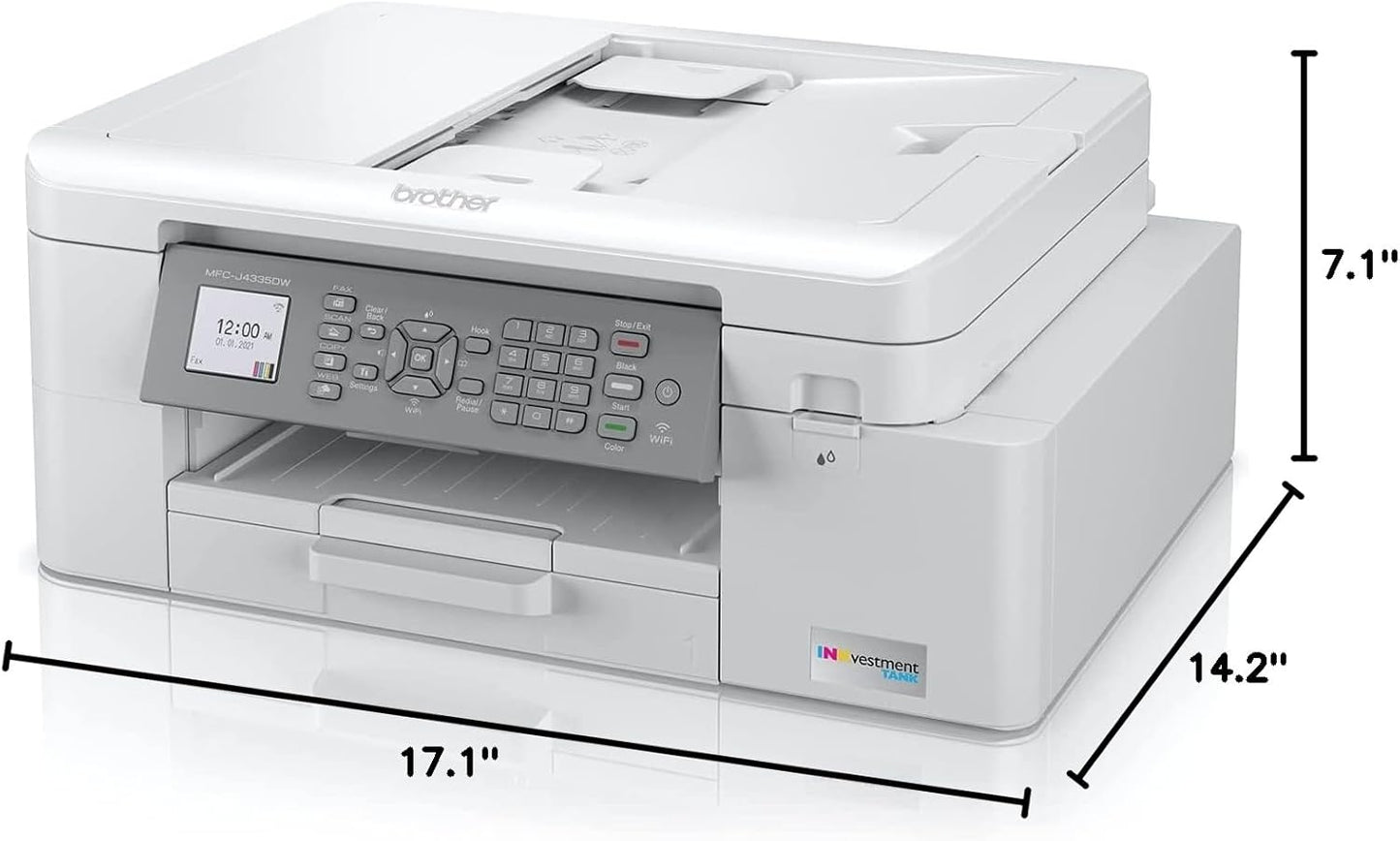 Brother MFC-J4335DW INKvestment Tank Wireless All-in-One Color Inkjet Printer, Up to 1-Year of Ink in-Box, Duplex Printing, Mobile and Cloud Print, Works with Alexa