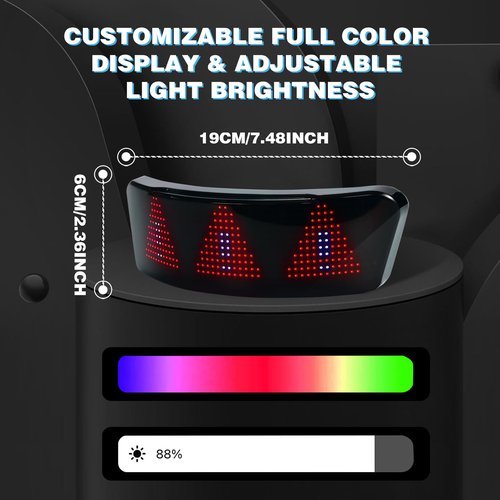 COOLGUARDER Helmet light, 4 IN 1 Smart LED helmet Tail lights (Tail Light/Turn Signals/Speedometer/DIY APP) for Motorcycle/Bike, Waterproof Motorcycle Helmet Light for Night Ride -Black