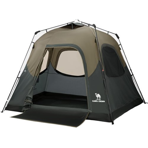 CAMEL CROWN Instant Tents for Camping 4-6 Person Tent Waterproof Easy Setup Sets Up in 60 Seconds Backpacking Tents with Carry Bag for Outdoor Hiking Sandy Brown