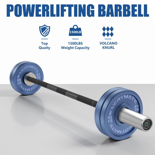 EVERYMATE 7ft Powerlifting Bar Multifunction 20KG Weight Bar Weightlifting Powerlifting 29mm Diameter 1500 lbs Weight Capacity Solid Hard Chrome Olympic Barbell Blacksilver