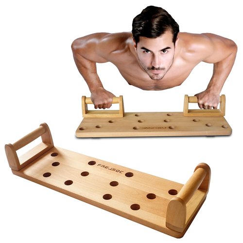 FREJSQC solid wooden Push Up Stands 10 in 1,Push Up Board,Portable Gym Accessories, Strength Training Equipment, Original Patent design – Home Workout Equipment，for men and Women (Beech Wood)