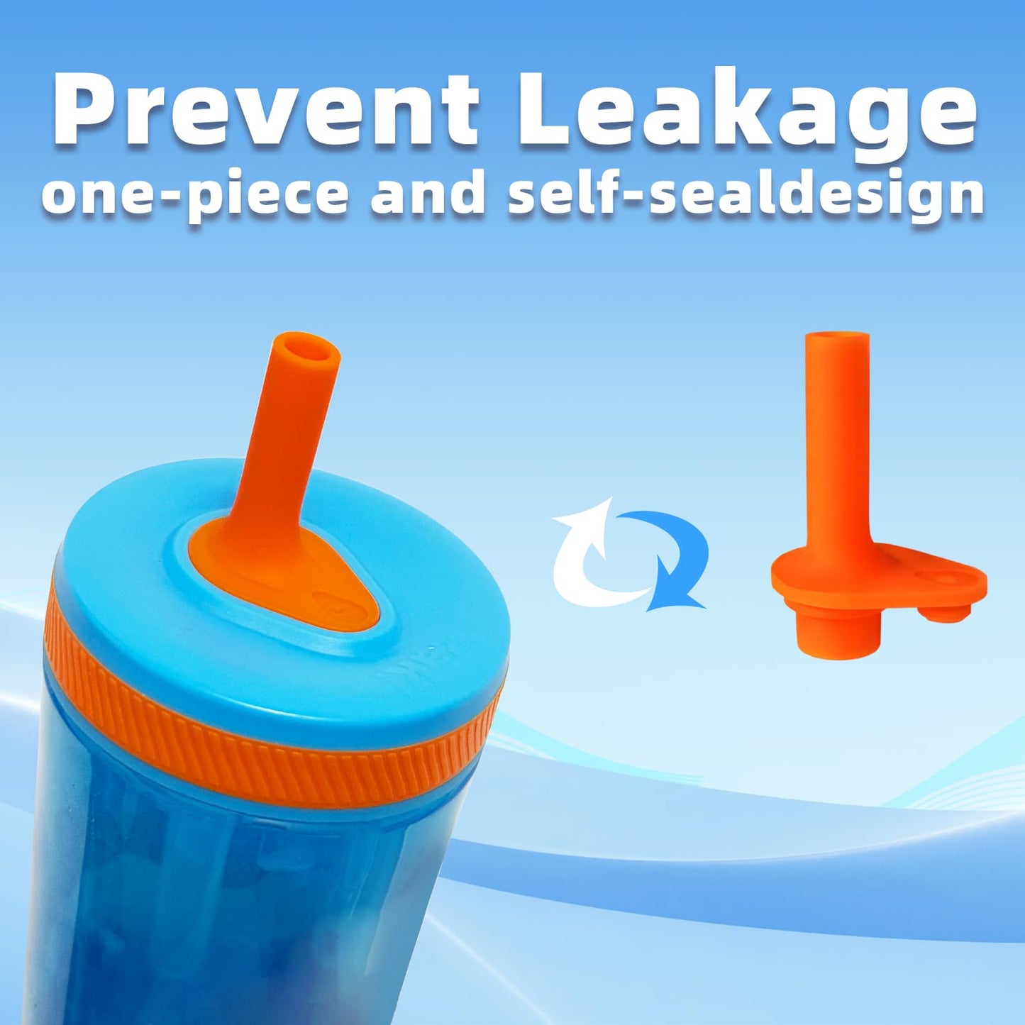 2pcs Bite Valve Compatible with Zak Designs Kelso 15 oz Water Bottle,Replacement Orange Bite Valve,Silicone material,BPA-Free and Durable