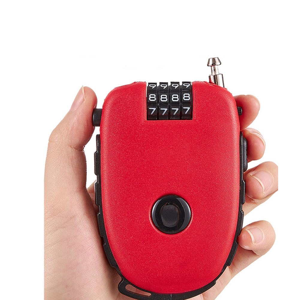 Dsadrwq 2 Pcs Portable Steel Wire Lock Cable Anti-Theft Telescopic Retractable Combination Security Lock for Bicycle, Trunk, Lockers (Red)