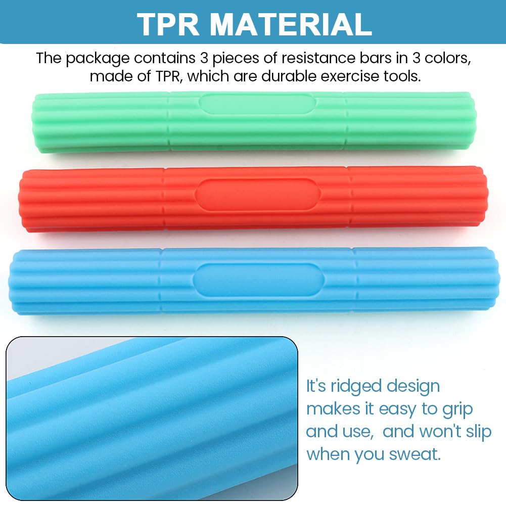 Flex Bar for Tennis & Golfers Elbow Therapy - 3 Resistance Levels, Relieve Tendonitis, Wrist & Forearm Pain, Improve Grip Strength | 3-Pack Physical Therapy Bar for Athletes, Rehab & Home Use