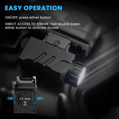 sofirn Pistol Light, 1600 Lumens USB C Rechargeable Compact Weaponlight with Strobe Function, High Performance Bright Tactical Flashlight for Handguns with Slidable Rail