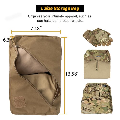 IDOGEAR Tactical Packing Cubes 3 Pieces Set Durable Lightweight Organizers with Zipper, Tool Utility Storage Bag for Travel Outdoor Activities(Coyote Brown)