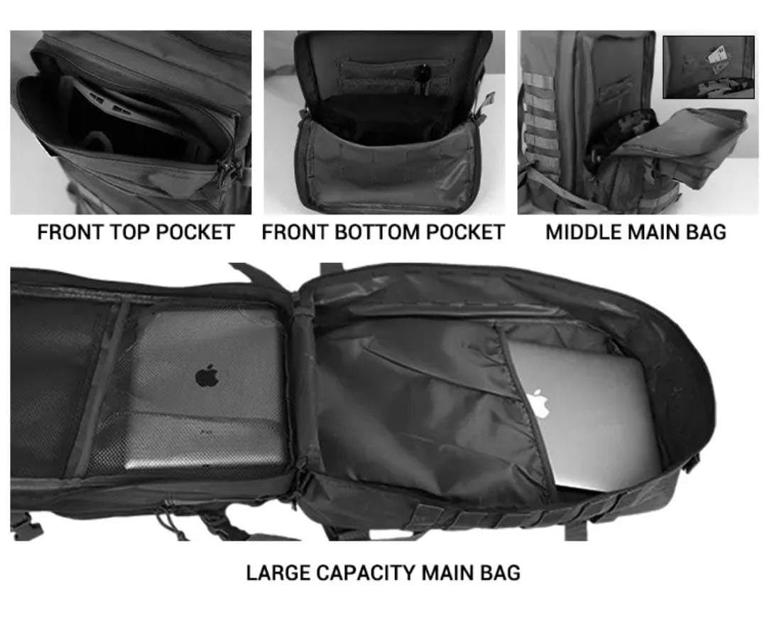 Fifarise 900D Oxford Military Tactical Backpack Molle Army Assault,3 days pack bug out Bag for Photographer,Hicking,Treeking,Travel (Black CP)