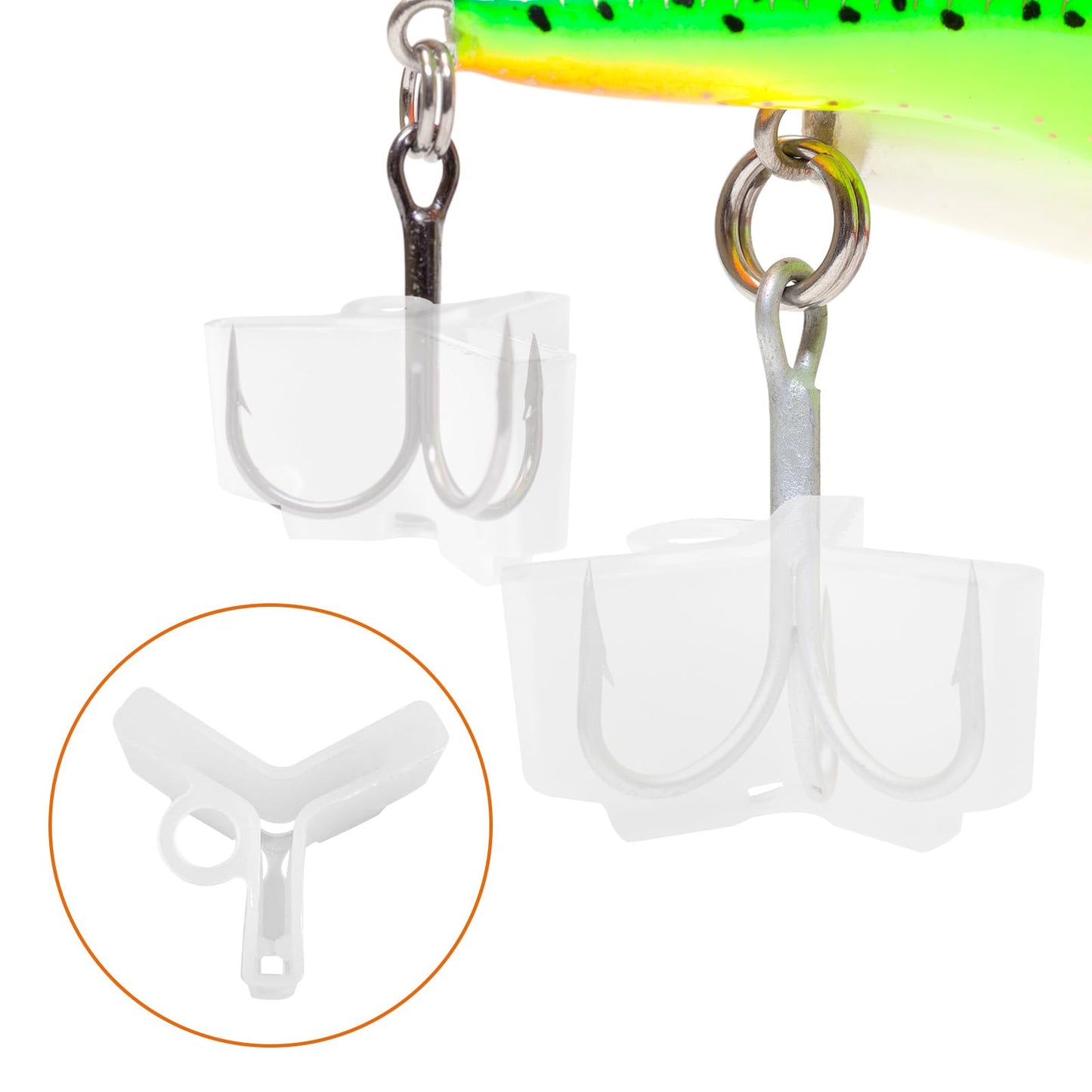 500 Pcs Fishing Hook Bonnets Fishing Treble Hooks Protector Fishing Hook Covers, Treble Hook Cover Holder Fishing Hook Protectors Cap (1-5 Sizes,Yellow White)