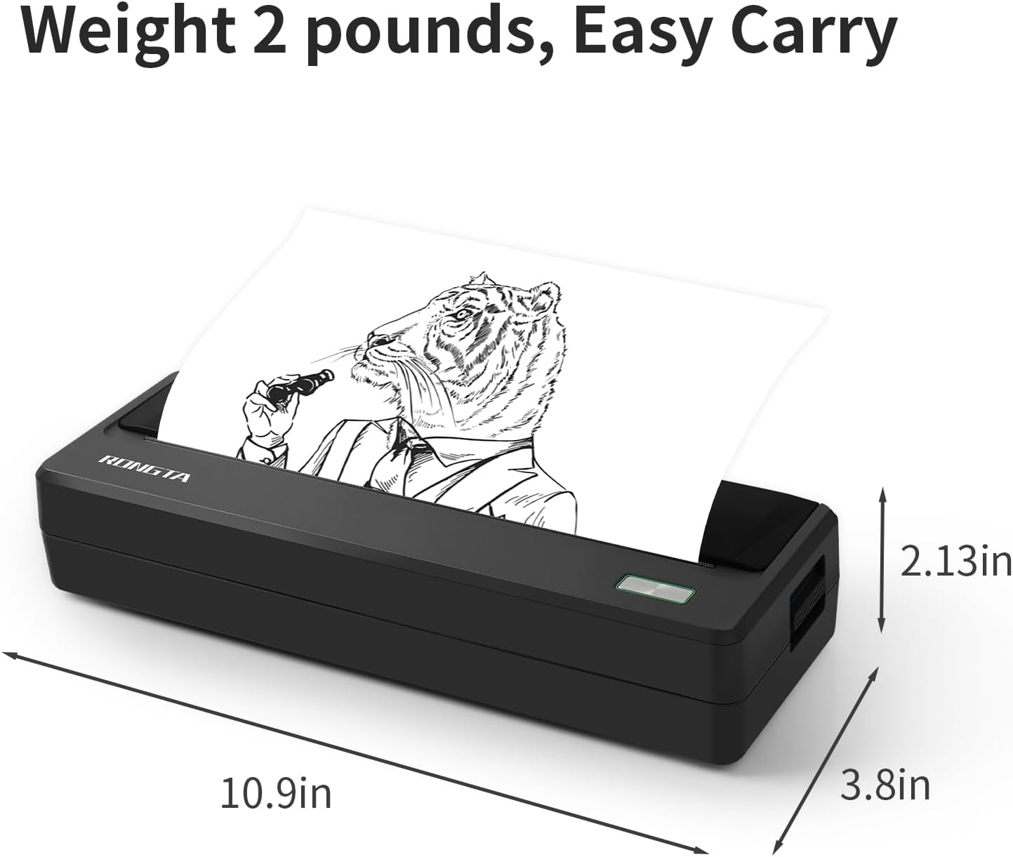 Rongta Portable Printer Wireless for Travel, 300DPI Thermal Inkless Bluetooth Mobile Printer, Support 8.5" X 11" US Letter, Compatible with Android iOS Phone & Laptops (Gray)