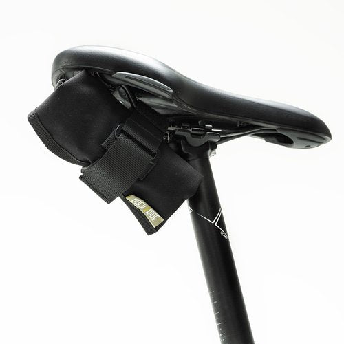 PACK2RIDE Blossom Bike Saddle Roll Bag - Water Resistant, Durable Cordura Fabric & Bicycle Tool Kit Holder - Under Seat Storage, Bike Pouch, Seat Roll for Road, Gravel Cycling (Black)