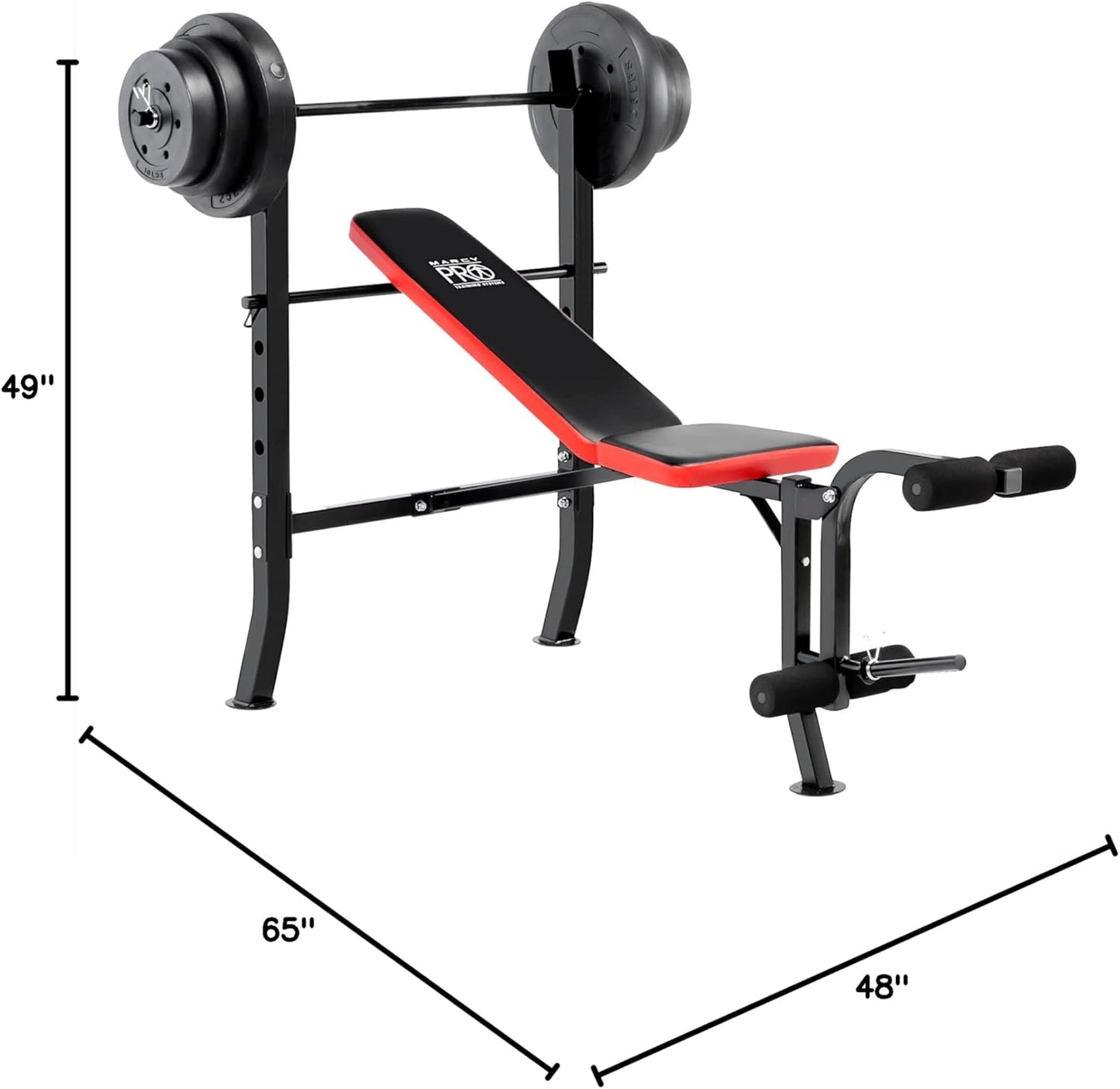 Marcy Standard Weight Bench with 80lbs to 100 lbs Vinyl-Coated Weight Set for Strength Training, Weight Lifting for Personal Home Gym