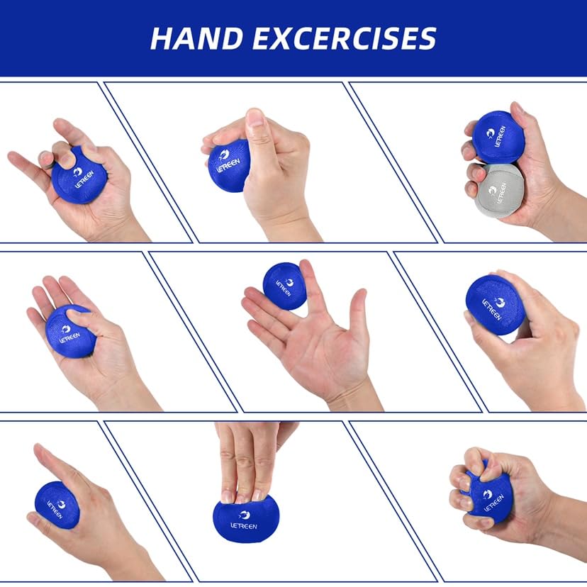 LETREEN Stress Ball, Tri-Density Stress Balls for Adults & Grip Strengthening, Squeeze Balls for Hand Therapy, Squishy Stress Ball, Hand Strengthener Ball, Hand Balls for Therapy
