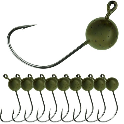 Reaction Tackle Lead Wacky Jig Head: 1/16 oz. 10pk- Green Pumpkin