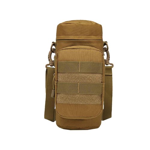 LFWATAXY 1 Pcs Tactical Water Bottle Pouch Tactical Backpack Attachment Pouches Water Bottle Pouch Zipper Water Bottle Bag Water Bottle Holder with Strap Hiking Camping Outdoor Travel (Khaki)
