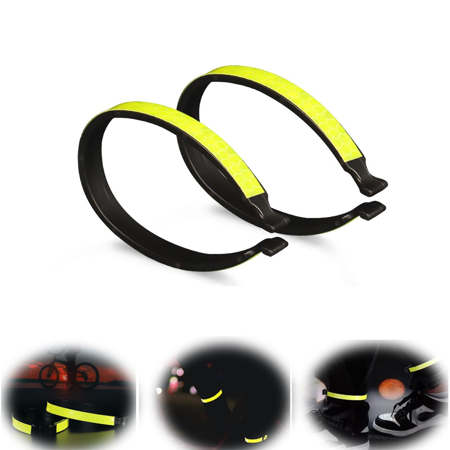 2PCS Cycling Trouser Clips Cycle Accessories, Bicycle Accessories for Men Women Runners, Universal Elastic Ankle Straps for Cycling Trouser Wrap Clip Reflective Gear Accessories Outdoor (Green)