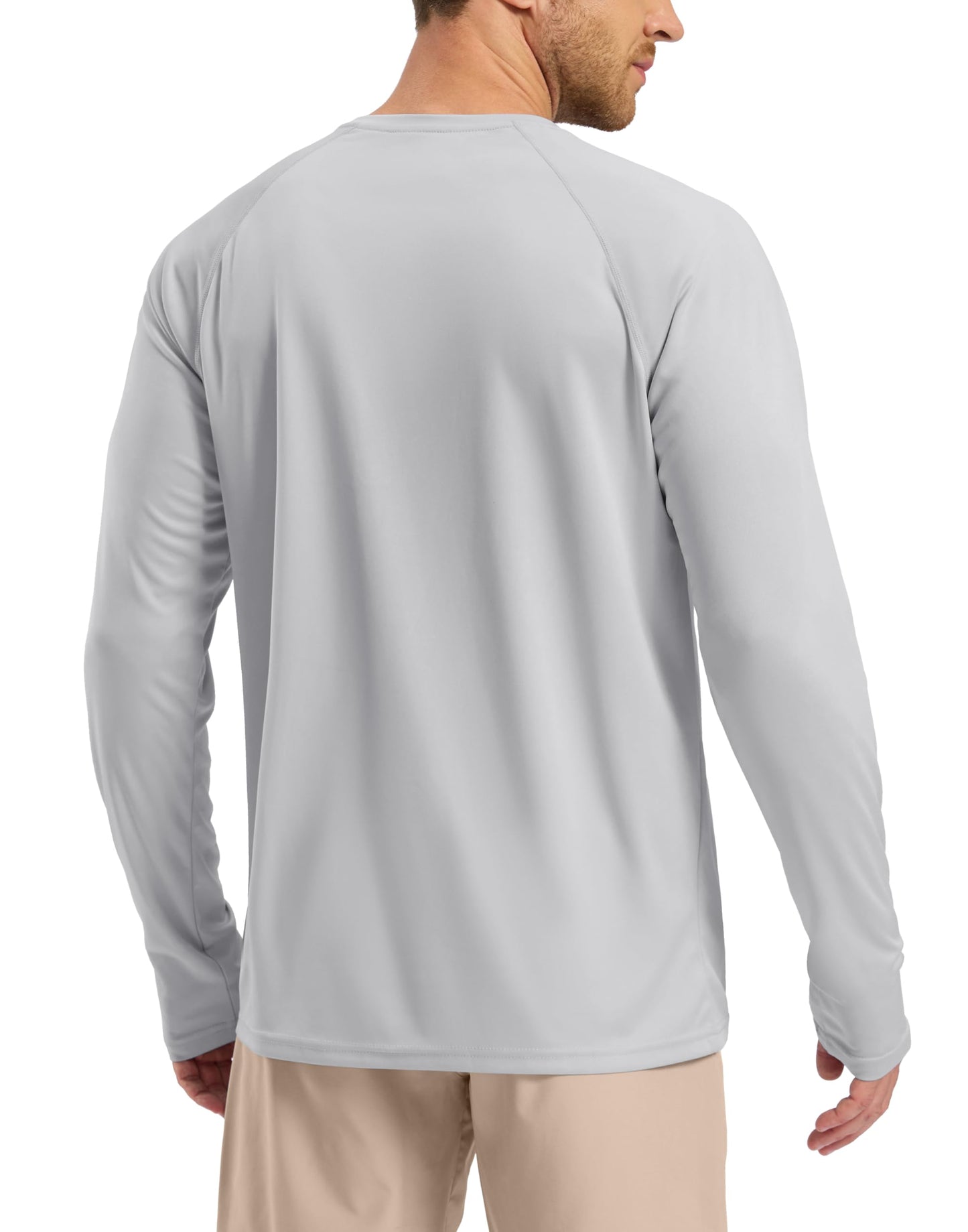 Pudolla Mens Long Sleeve Swim Shirts Rash Guard UV Sun Protection SPF T-Shirts UPF 50+ Quick Dry Fishing(Light Grey M)