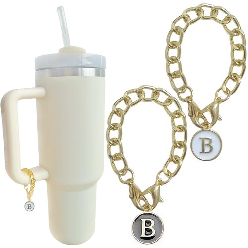 EAYOK Stanley Cup Charms for Handle, 2PCS Letter Charms Accessories Initial Name ID Personalized Identification Stanley Handle Charm, Stanley Initial Letter Chain Keychain Charm for Stanley Tumbler