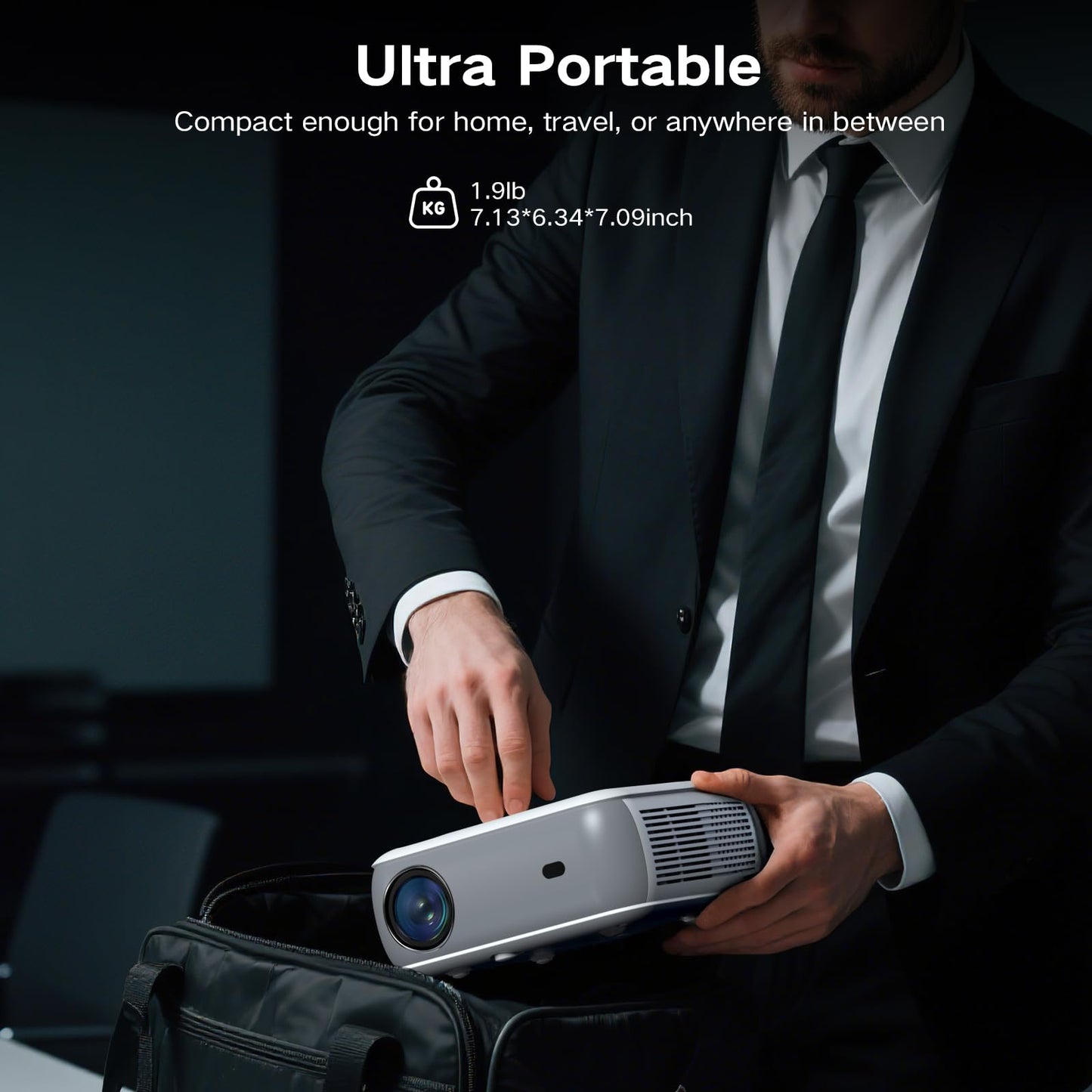 GROVIEW Native 1080P Bluetooth Projector, Home Theater Movie Mini Portable Projector with Built in Speaker, Compatible with PS5/Switch/USB for Bedroom Outdoor Indoor Use