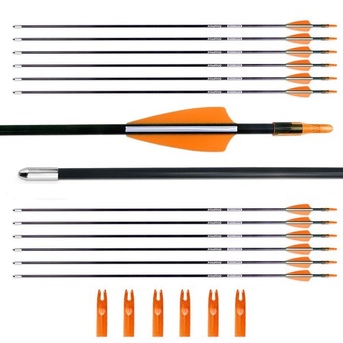 BOWSOUL 28“ Archery Arrows Training Practice Target Arrows for Kids Youth or Beginners Safe Blunt Points Durable Shaft on Recurve Bows Youth Bow and Longbows(Pack of 12) (Orange White)