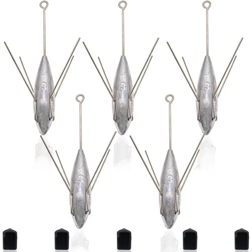 Zsrivk 5 Pack Sputnik Sinker Fishing Weights Lead Long Tail Fishing Equipment Saltwater Surf Weights Lead Water Catfish Beach Casting Spider Sinker(4)