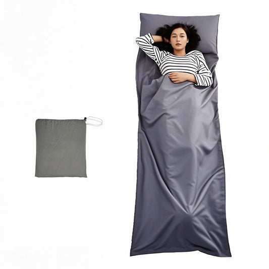 JASKFG Lightweight Sleeping Bag Liner Single & Double Camping Travel Sleep Sack for Backpacking Hotels & Hostels Grey