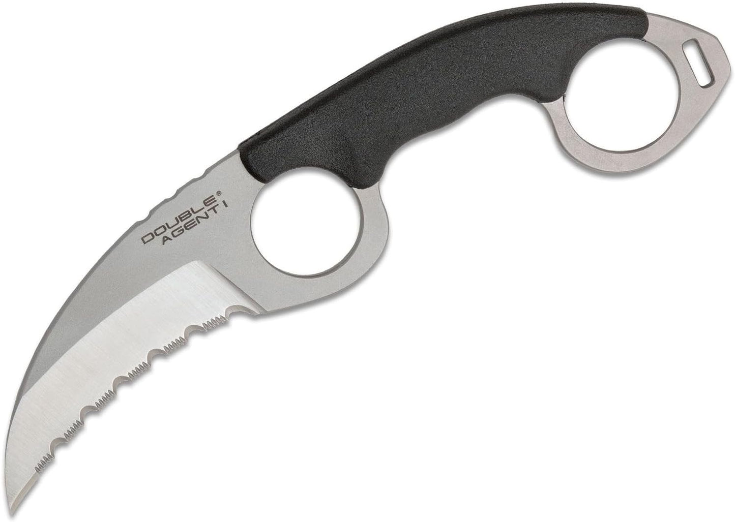 Cold Steel Double Agent Durable Lightweight Japanese AUS8A Steel Karambit Shape 3" Fixed Blade Tactical Outdoor Hunting Knife, Kray-Ex Handle, Secure-Ex Sheath