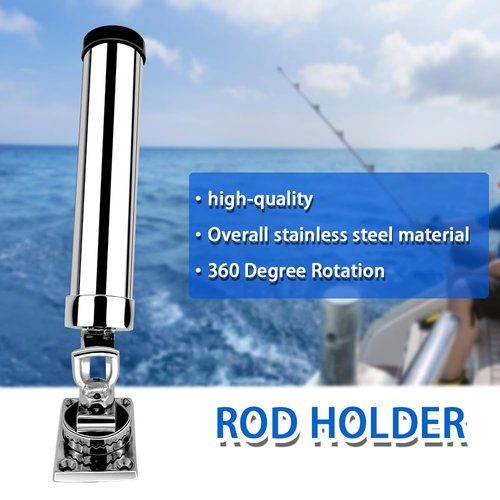 Mojiate Set of 2 Fishing Rod Holder, 360 Degree Rotation Fishing Rod Outrigger, 316 Stainless Steel Adjustable Pole Support for Marine Boat Yacht and More