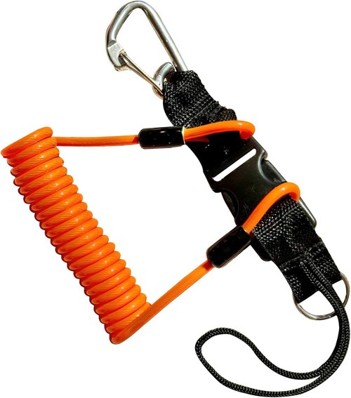 EEBBL Heavy Duty Diving Lanyard with Clip, Stainless Steel Spring Coiled Lanyard Orange