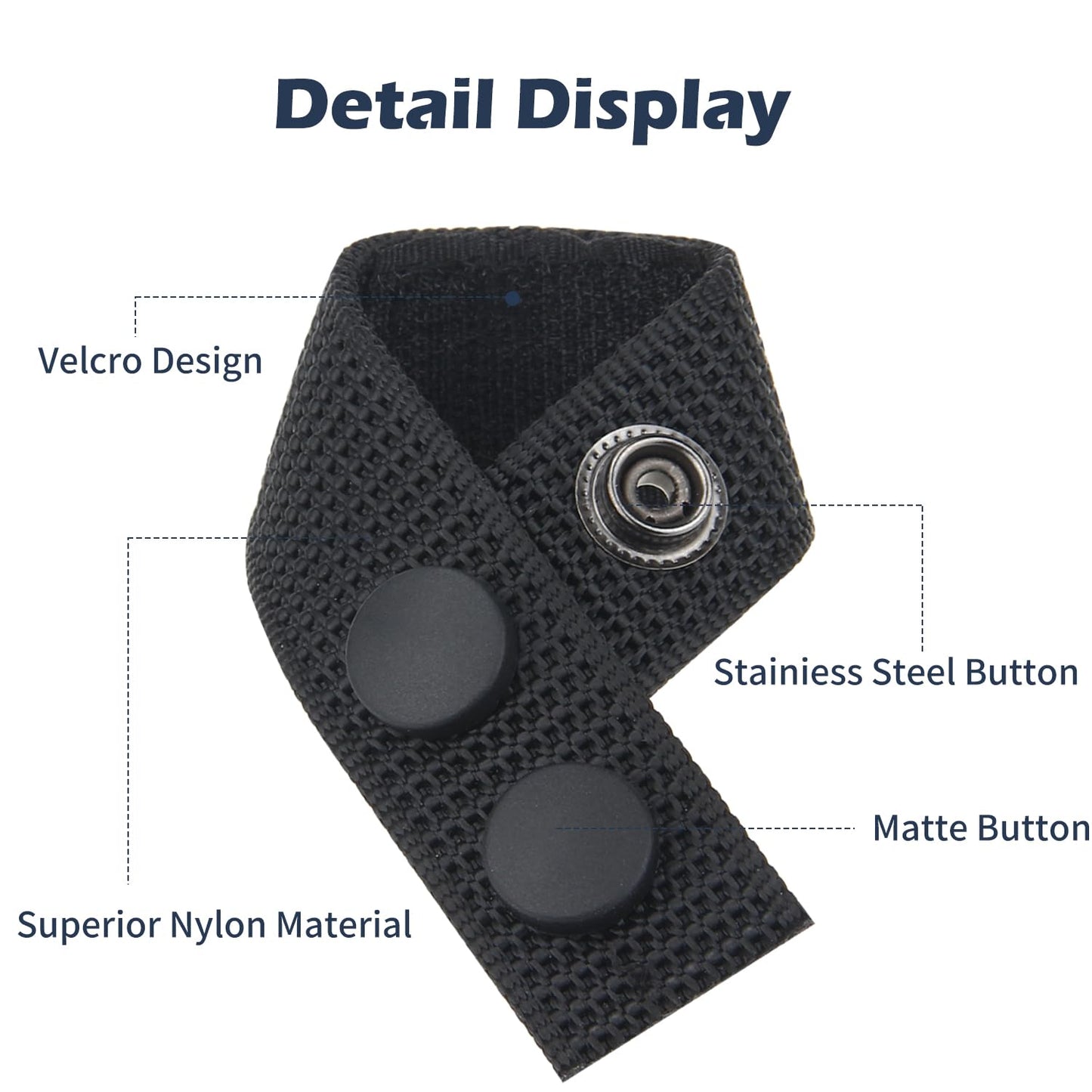 RFAdapter Belt Keepers for Duty Belt, 6 Pack Nylon Keepers with Double Snaps for 2¼" inch Wide Police Security Web Belt Accessories