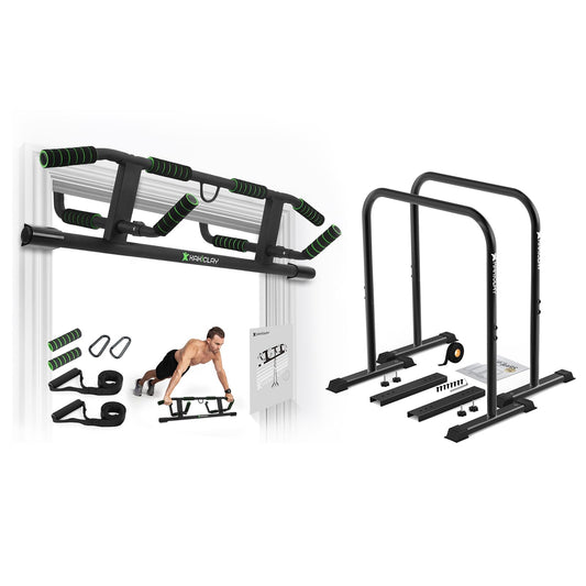 KAKICLAY Multi-Grip Pull Up Bar and Premium Dip Bars with Adjustable Ultra-Stable Settings & Non-Slip Feet - USA Original Patent, Designed, Shipped, Warranty