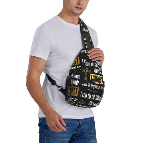 Luirioe Jesus Christian Cross Sling Backpack Shoulder Chest Bag For Men Women Hiking Travel Crossbody Daypack