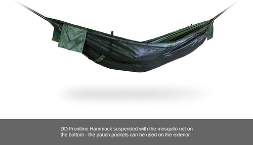 DD Hammocks Frontline Hammock - Olive Green - Portable Lightweight Camping Jungle Hammock with Mosquito Net for Outdoor Backpacking & Hiking
