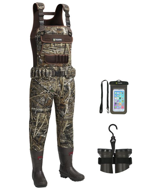TIDEWE Hunting Waders for Women with 600G Insulated Waterproof Rubber Boots, 3.5mm Neoprene Chest Waders for Fishing and Hunting