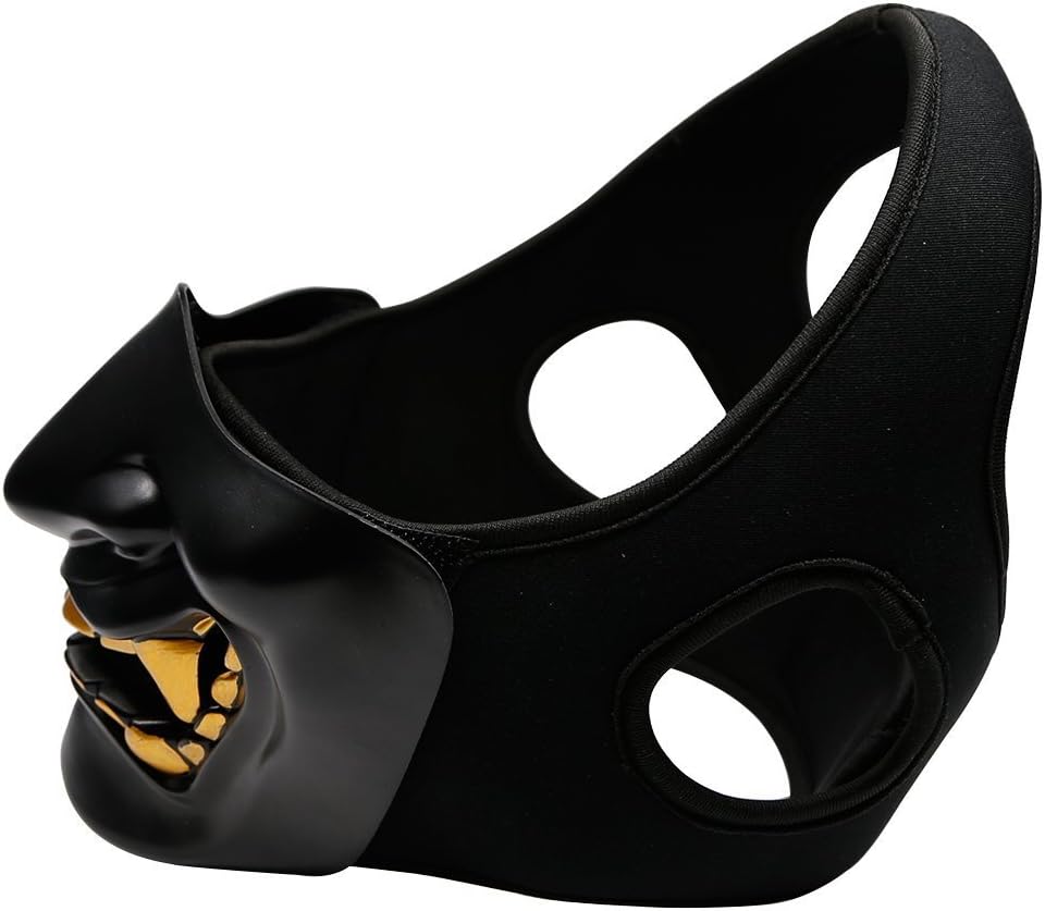 ATAIRSOFT Halloween Costume Cosplay BB Gun Evil Demon Monster Kabuki Samurai Hannya Oni Half Cover Airsoft and Prop Mask