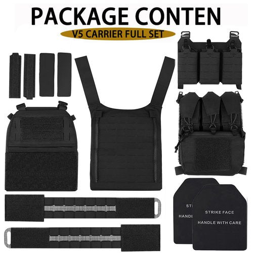 PETAC GEAR Tactical Tegris Cummerbund V5 Weighted Vest Full Set For Man With Zip On Back Panel Banger (BK)