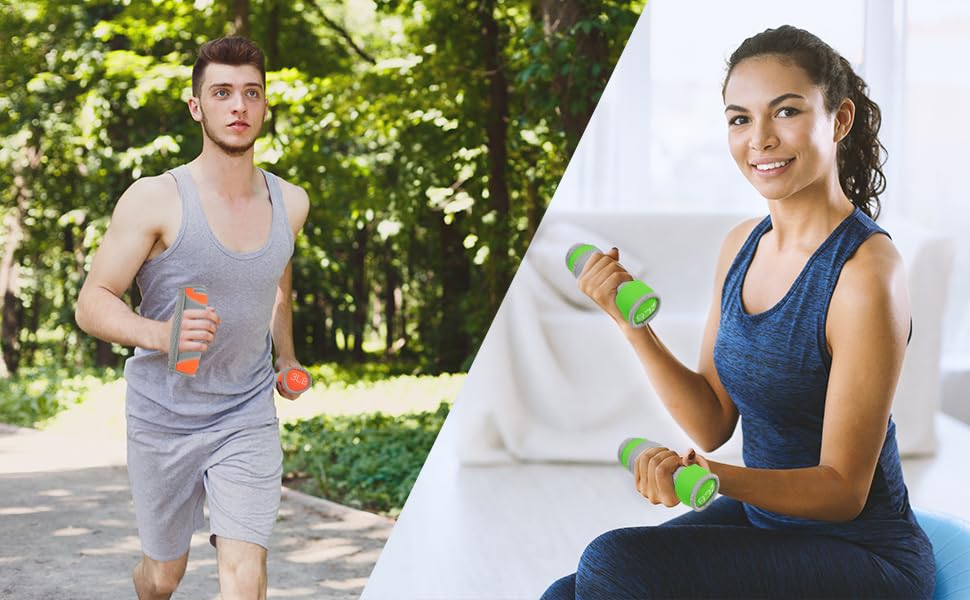 Soft Dumbbell Hand Weights Set for Jogging Running and Physical Therapy Yoga Women Men Workouts,Detachable Walking Weight with Hand Strap and Washable Cover (Multi Color Set of 6 (1LB*2+ 2LB*2+