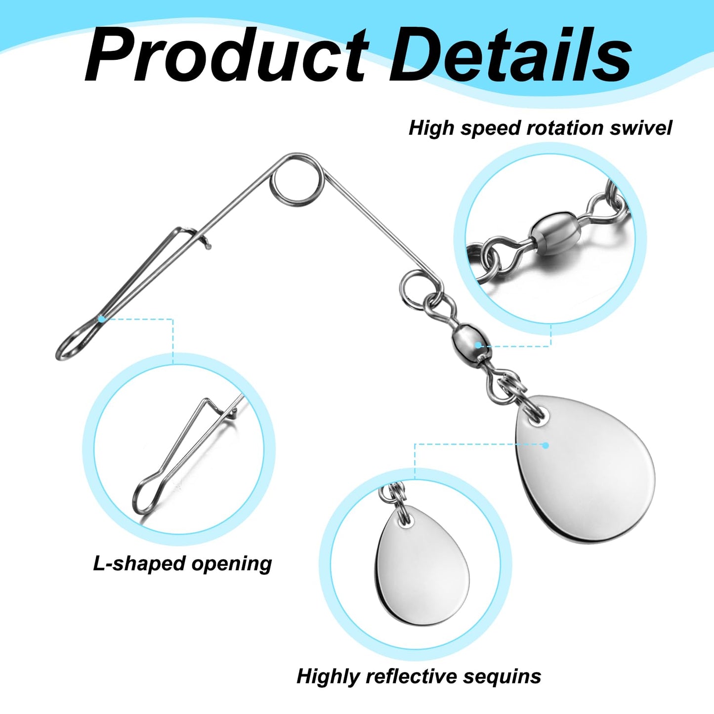 Sumind 40 Pieces Fishing Spinner Blades Spinner Bait Smooth Spoons Rigs Fishing Spoons Blades Lures Accessories(Silver Gold)