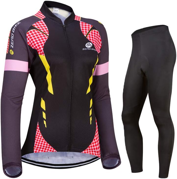 Women's Breathable Long Sleeve 3D Gel Padded Bicycle Cycling Suit Mesh Cloting Pants Set UV Protective