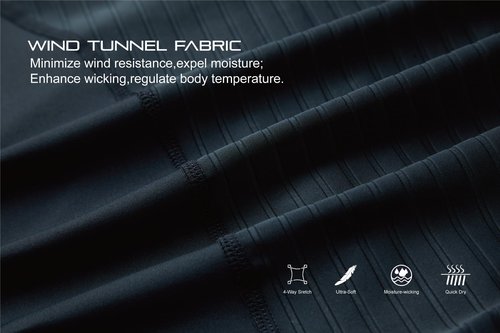 EASYINPRO Wind Tunnel Fabric Men’s Cycling Jersey Tops Bike Biking Shirts Pro Anti UV, Full Zipper, Reflective Pocket Black