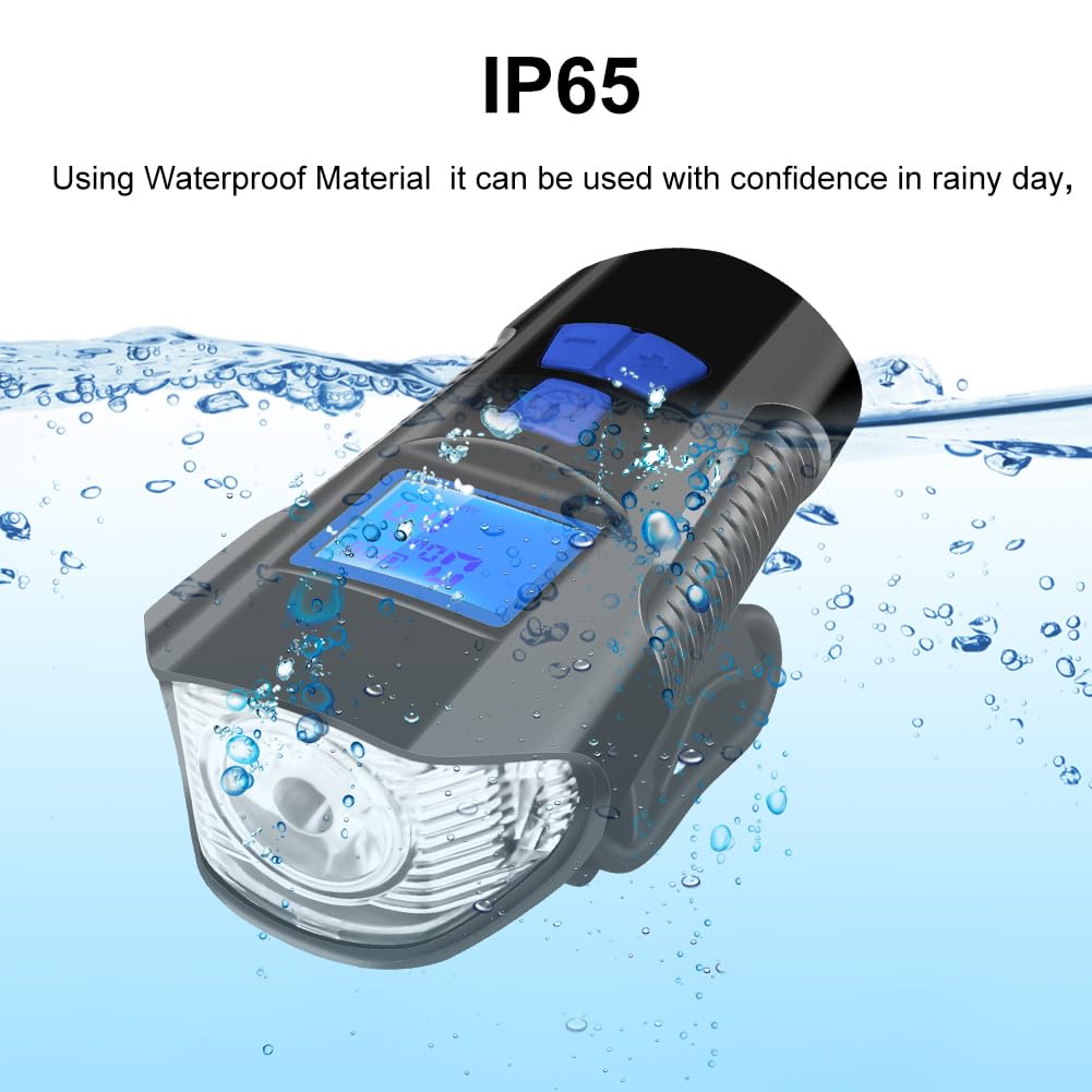 JahyShow Bike Headlight, USB Rechargeable Bike Light, Waterproof Bicycle Headlight with 5 Modes Bright Bike Lights Front and Back Mountain Bike Lights for Night Riding